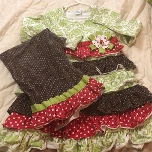 Little girls two piece Christmas outfit.